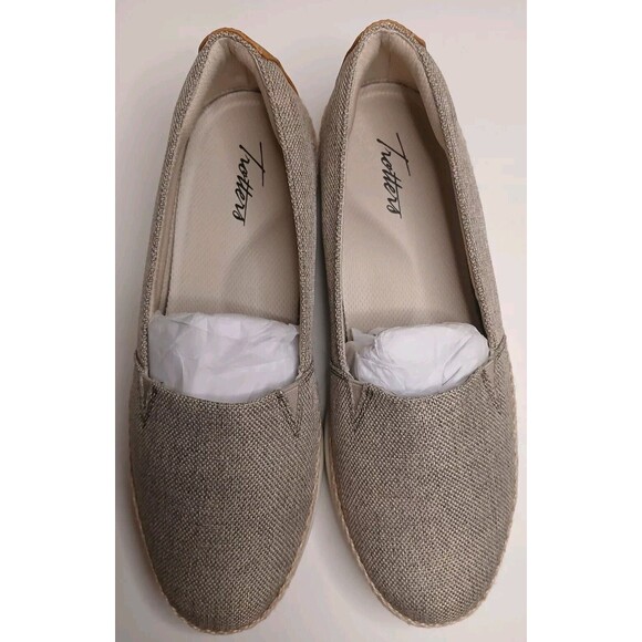 Trotters 8.5 WW Accent Comfort Slip-on Canvas Loafer Sage Leather & Jute - Picture 4 of 16